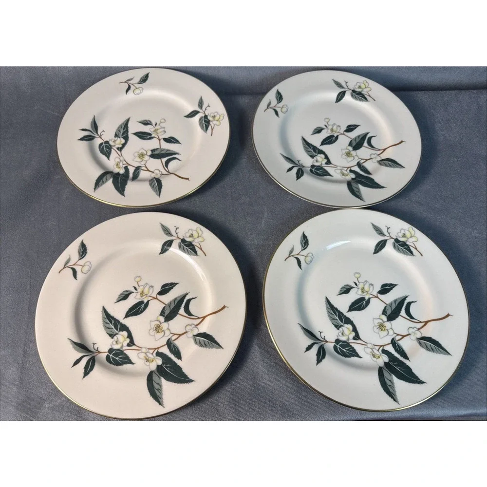 Flintridge VTG TEA LEAVES 4 Cream Sage Dessert-Salad Plates Set‎ of 4 81/4 ”W